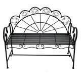 Outsunny Panchina da Giardino Biposto Stile Classico in Ferro, Nero, 113x56.5x90.5cm