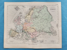 Harta a Europei, tiparita in anul 1865 foto