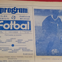 Program meci fotbal DINAMO Bucuresti-PARTIZAN BELGRAD (Cupa Cupelor 07.03.1990)
