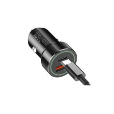 Incarcator auto XO TZ11, USB/USB-C, Quick Charge 3.0, Power Delivery 20W, Cablu USB-C/Lightning inclus, Negru
