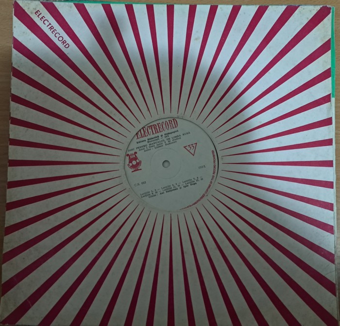 Disc Vinil Ptr.Manualul L.Rusa- Lic I - C,S, 053-Electrecord