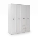 Dulap Haine Adore Hampton, 4 usi si 2 sertare, Alb, 140 x 185 x 52 cm