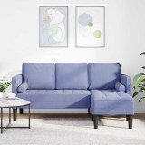 VidaXL Canapea formă L, 3 locuri, albastru denim, 160 cm, textil