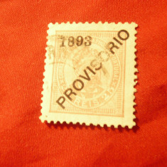 Timbru Portugalia 1892 ,Rege Luis I ,25 reis supratipar 1893 Provisorio ,stamp.