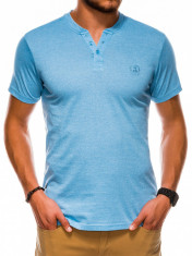 Tricou slim fit barbati S1047 - albastru-deschis foto