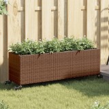 vidaXL Jardiniere grădină cu roți 2 buc. maro 107x32x38 cm poliratan 3210526