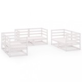 Set mobilier de gradina, 6 piese, alb, lemn masiv de pin