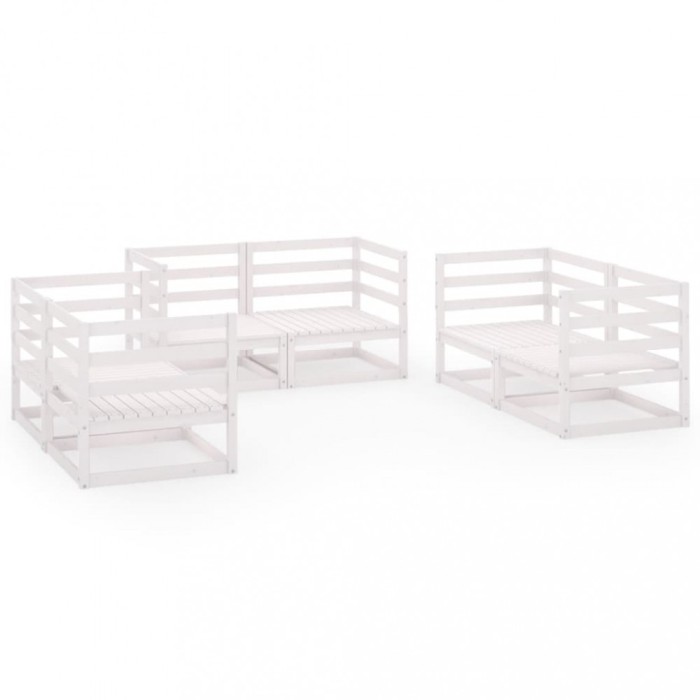 Set mobilier de gradina, 6 piese, alb, lemn masiv de pin