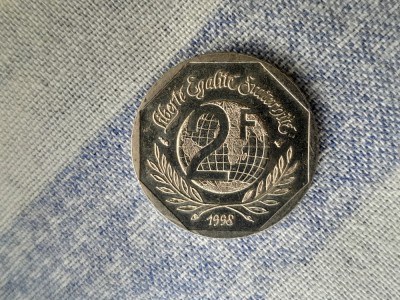 2 Francs 1998 moneda comemorativa Franta foto