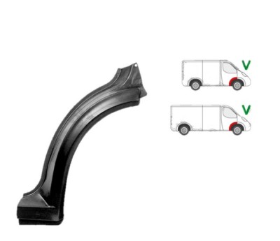 Segment reparatie aripa fata exterior fata VW TRANSPORTER (T4)/CARAVELLE/MULTIVAN, 07.1990-03.2003, partea dreapta, spate; metal; exterior element, foto