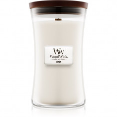 Woodwick Linen lumânare parfumată cu fitil din lemn 609.5 g