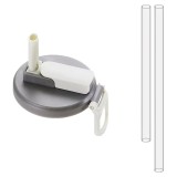 Cumpara ieftin Capac anti-varsare pentru doze cu pai rabatabil si maner transportabil, reutilizabil, compatibil universal 5.4 cm, gri