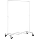 SONGMICS Suport pentru haine mobil cu raft inferior, cadru metalic, stil industrial, 100x49x163 cm, alb