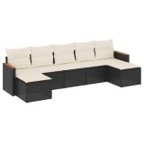 Cumpara ieftin Set canapele de gradina cu perne, 7 piese, negru, poliratan