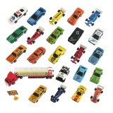 Set 23 de masinute si semn rutier, Plastic/Metal, Multicolore, ATU-082622, Oem