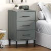 VidaXL Noptieră cu picioare metalice &bdquo;OSLO&rdquo;, gri, lemn masiv pin 350977