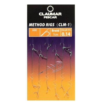 Carlige Legate Feeder cu Spin CLAUMAR Method Rigs, Carlig CLM-1, Nr.14, 7cm, Fir Textil, 0.14mm, 6buc/pac foto