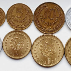 Set 8 monede Uruguay 2, 5, 10, 20, 50 centimos 1, 5, 10 pesos 1960 1965 UNC A028