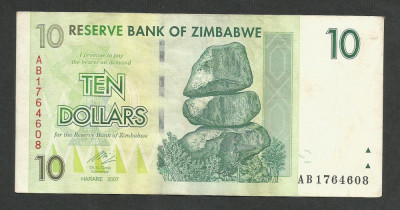 ZIMBABWE 10 DOLARI DOLLARS 2007 [13] P- 67 , VF+ foto