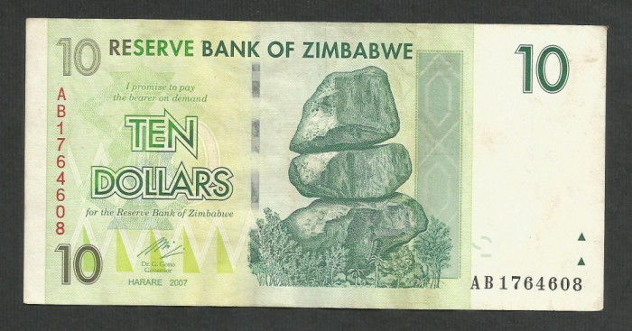 ZIMBABWE 10 DOLARI DOLLARS 2007 [13] P- 67 , VF+