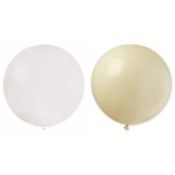 Set 2 baloane din latex, flippy, model party jumbo, 90 cm, alb si bej, 35 g