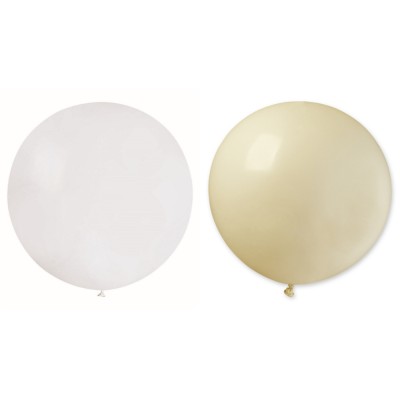 Set 2 baloane din latex, flippy, model party jumbo, 90 cm, alb si bej, 35 g foto
