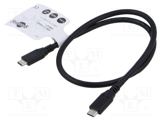 Cablu USB 4.0 USB C 0,5m negru 40Gbps Goobay