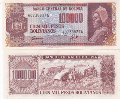 Bolivia 100 000 Bolivianos 05.06.1984 UNC foto