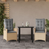 Gossi set mobilier de gradina cu perne, 3 piese, bej, poliratan