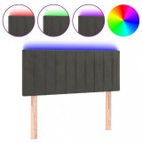 Cumpara ieftin Tablie de pat cu LED, gri inchis, 90x5x78/88 cm, catifea