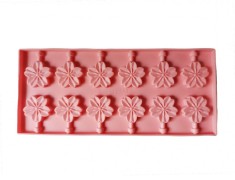 Forma silicon 12 cavitati, Flori, Acadele din ciocolata sau Acadele din zahar, Roz, 26 cm, 294COF