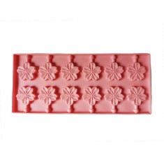 Forma silicon 12 cavitati, Flori, Acadele din ciocolata sau Acadele din zahar, Roz, 26 cm, 294COF