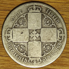 Anglia Marea Britanie -moneda rara argint 925 - 1 florin 1873 - Victoria tanara