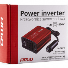 Invertor Convertor De Tensiune Amio 12V/230V 150W/300W 2xUSB PI01 02468