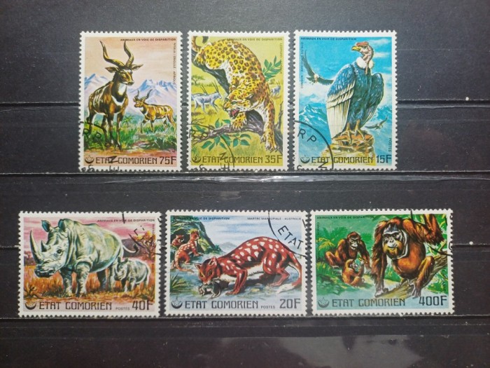 COMORE 1976-ANIMALE PROTEJATE-SERIE CTO
