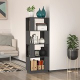 Bibliotecă/Separator cameră, gri, 51x25x132 cm lemn masiv pin