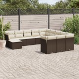 Gossi set canapele de gradina cu perne, 12 piese, maro, poliratan