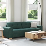 vidaXL Canapea de 3 persoane, verde &icirc;nchis, 180 cm, textil