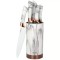 Set cutite din inox cu suport, 6 elemente, alb cu model maro, Kinghoff