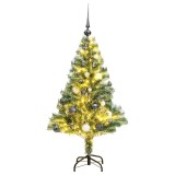 Cumpara ieftin Brad Crăciun artificial, 150 LED/globuri/zăpadă pufoasă, 150 cm