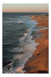 Tablou Canvas, "Apus liniștit pe plajă pustie", Ocean, Apus, Nisip, Valuri, Liniște, Umbre, Coastă, 26 x 39 cm, CMCLASS