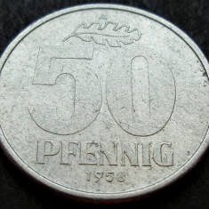 Moneda 50 PFENNIG A - RD GERMANA / GERMANIA DEMOCRATA, anul 1958 * cod 2497