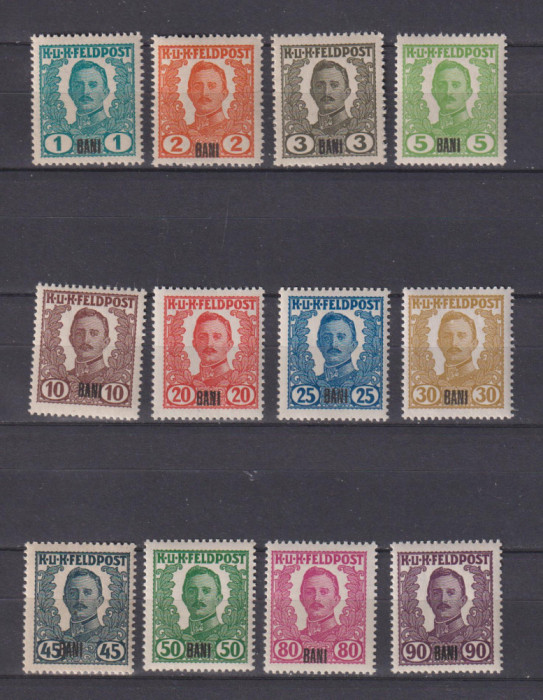 SERIE EMISIUNEA K.U.K FELDPOST 1918 POSTA MILITARA ROMANA MNH 3 SCANARI