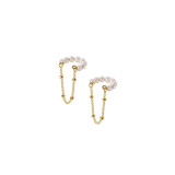 Cumpara ieftin Cercei ear cuff argint 925, JW1075, model perlute cu lant, placati cu aur, DELIS