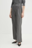 Morgan pantaloni PANIS.F femei, culoarea gri, lat, high waist, PANIS.F