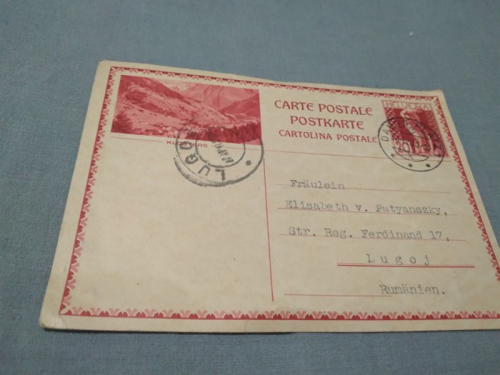 CARTE POSTALA 1930 CIRCULATA IN ROMANIA LUGOJ