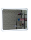 Oglinda baie GNMD21 cu iluminare LED, functie dezaburire, ceas si termometru, 80 cm, suspendata, alb