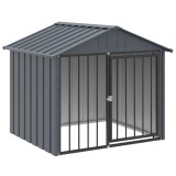 Cusca caine cu acoperis, negru, 117x103x102 cm, otel galvanizat
