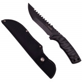 Cutit Vanatoare IdeallStore Hazard Blade Negru 31cm, Otel Inoxidabil, Teaca Inclusa, Camping, Cutit Tactic, Anti-alunecare