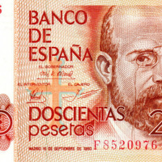 Spania 200 Pesetas 1980 UNC, clasor A1